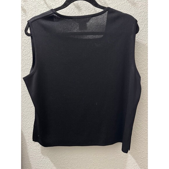 Exclusively Misook Jet Black Square Neck Sleeveless Tank Shirt XL - Picture 2 of 3